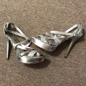 Deb silver sparkle heels!